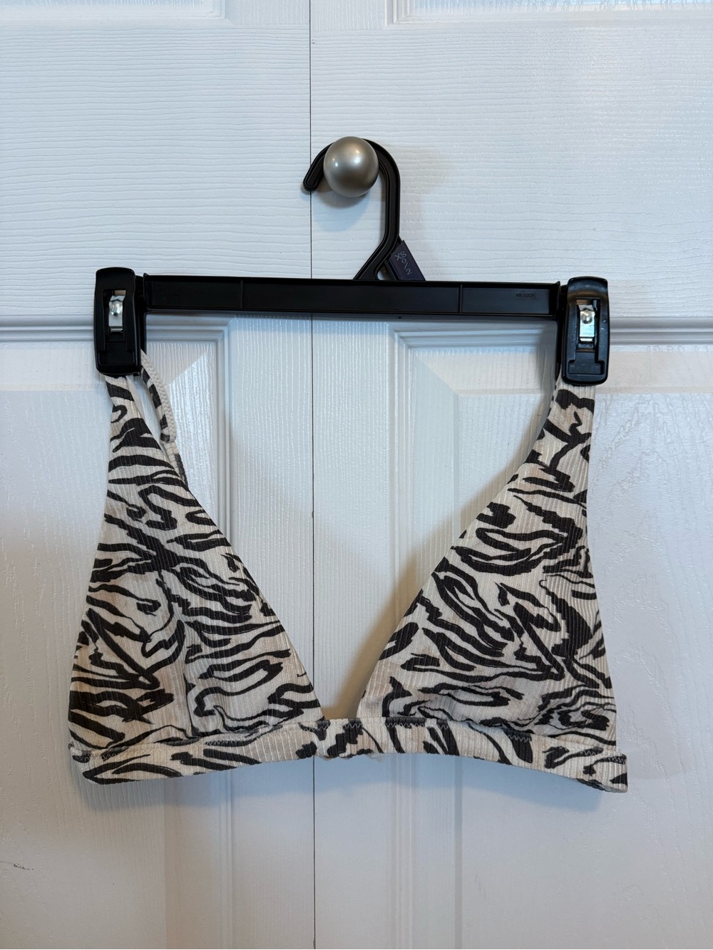 Women’s Black & White Zebra Print Triangle Bikini Top - (Brand Not Shown)